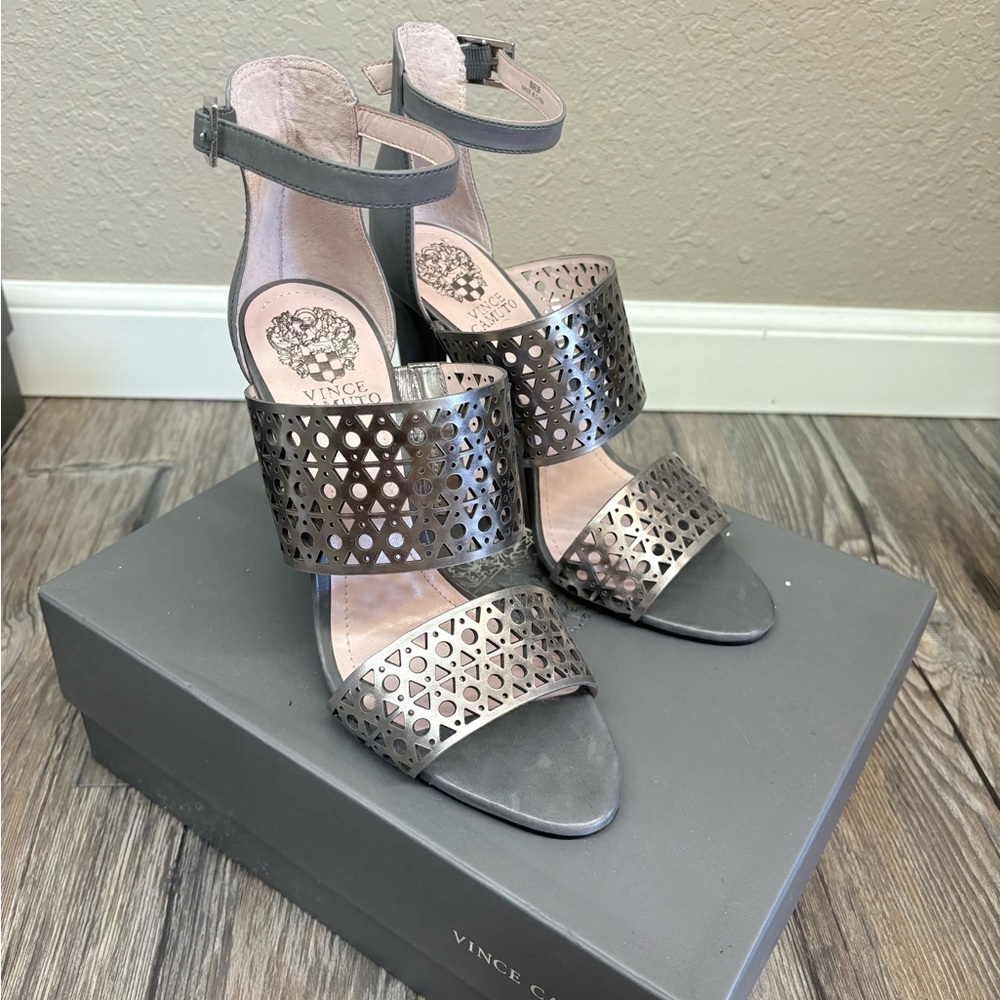 Vince Camuto Black Stiletto Heels with Perforated Design